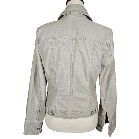 French Cuff 100% Cotton Women's Jean Jacket, Tan, Small - Picture 4 of 11